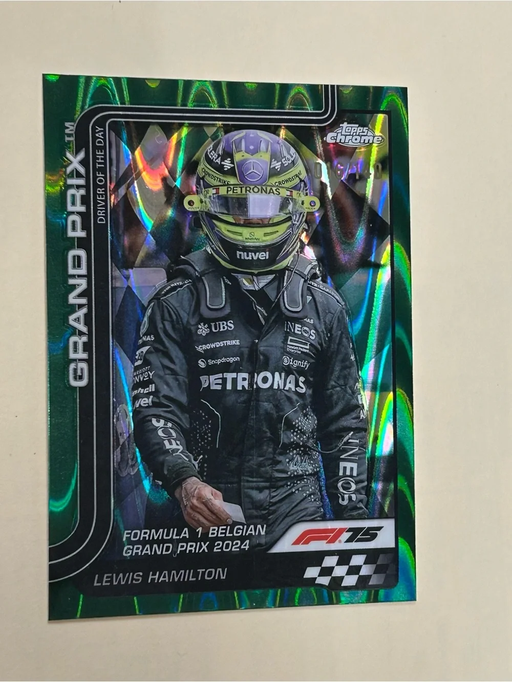 Topps Chrome Green Lewis Hamilton Grand Prix Trading Card